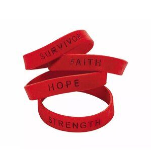 24 Red Awareness Sayings Bracelets Multiple uses Heart Health Drug Awareness
